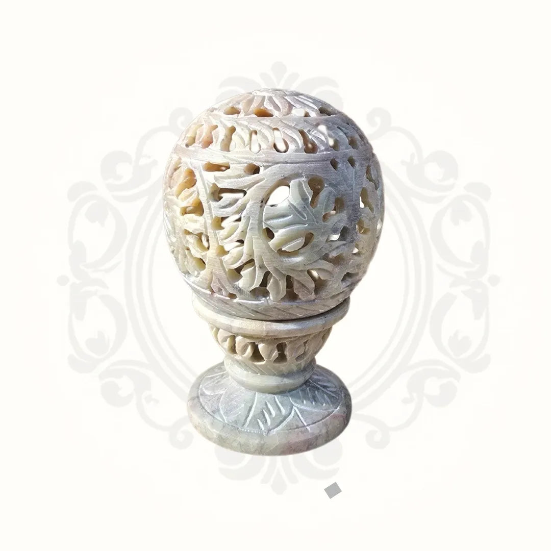Stone Globe Carved Candle Stand
