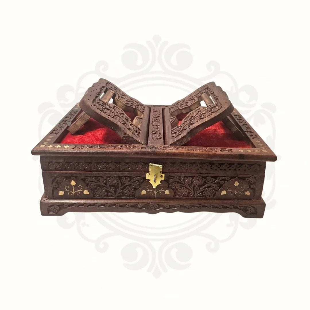 Solid Wood Rehal Book Stand with Storage