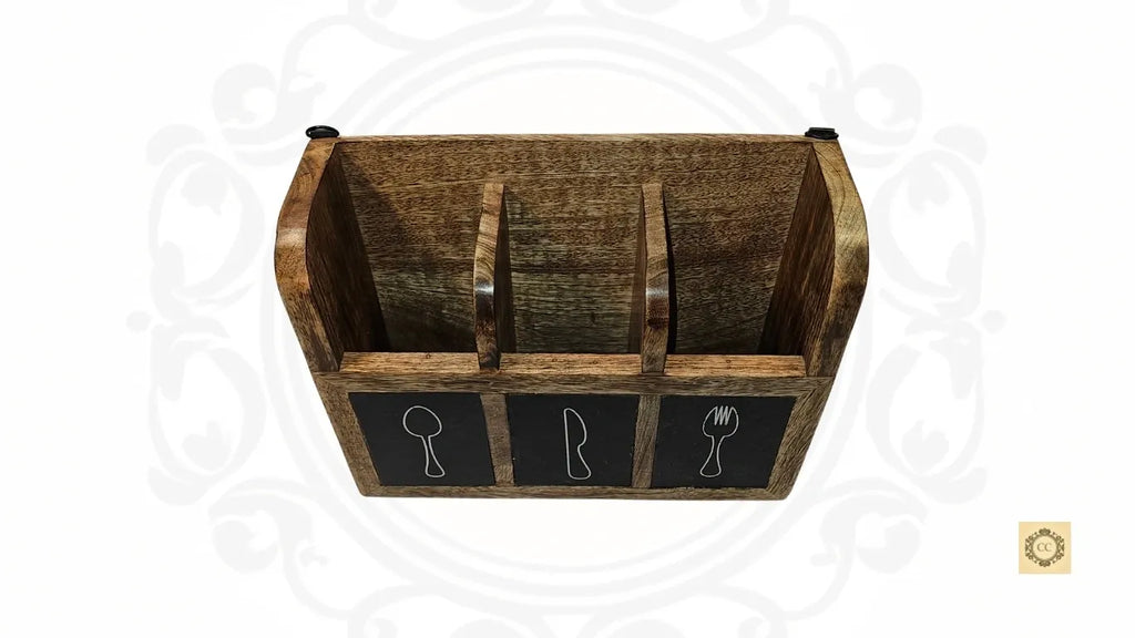 Wooden Wall Hanging/ Table Cutlery Holder 3 in 1