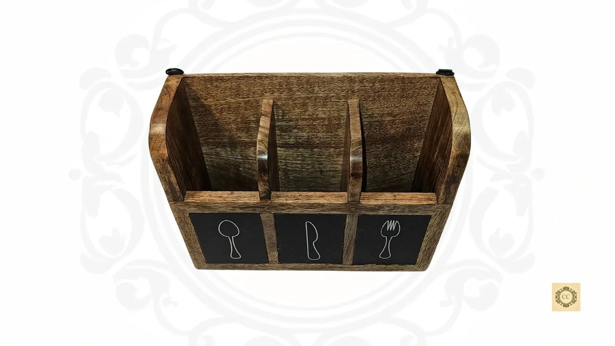 Wooden Wall Hanging/ Table Cutlery Holder 3 in 1