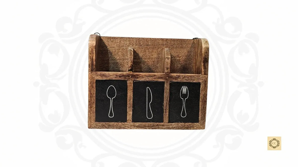 Wooden Wall Hanging/ Table Cutlery Holder 3 in 1