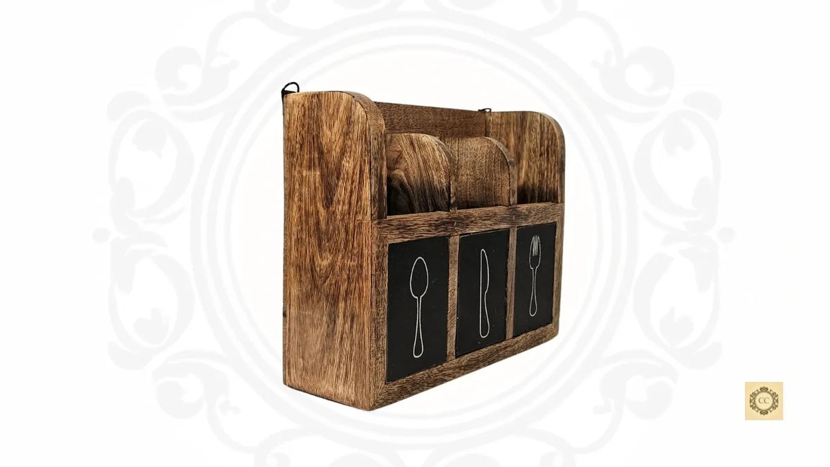 Wooden Wall Hanging/ Table Cutlery Holder 3 in 1