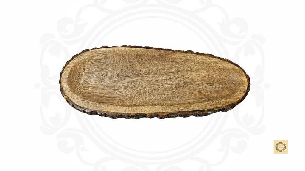 Wooden Platter Bark With Melamine Coat (Papaya Shape)