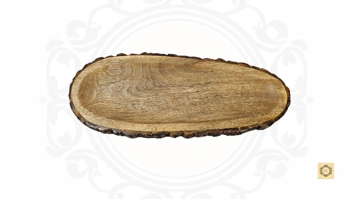 Wooden Platter Bark With Melamine Coat (Papaya Shape)