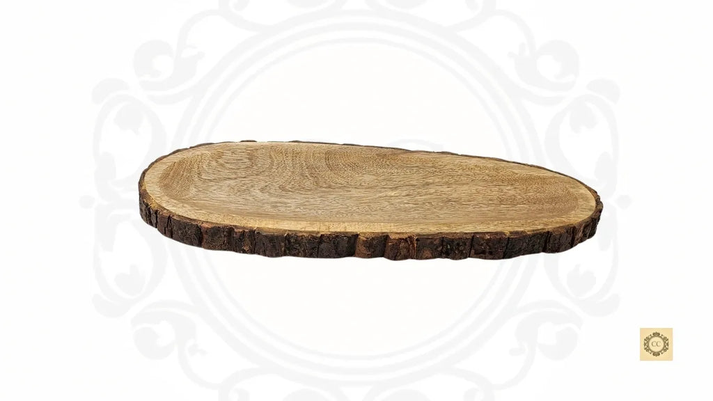 Wooden Platter Bark With Melamine Coat (Papaya Shape)