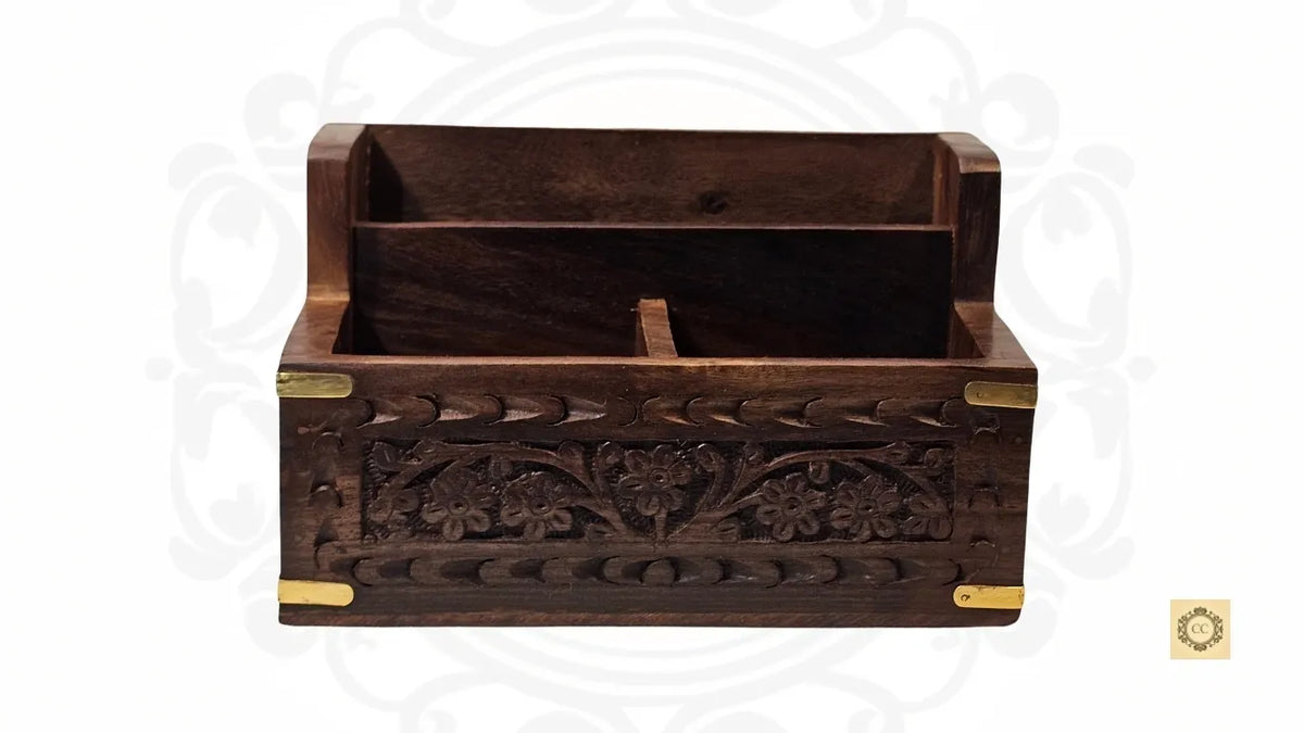 Wooden Hand-carved Letter Rack /Mobile Stand Organizer