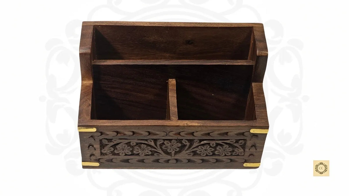 Wooden Hand-carved Letter Rack /Mobile Stand Organizer