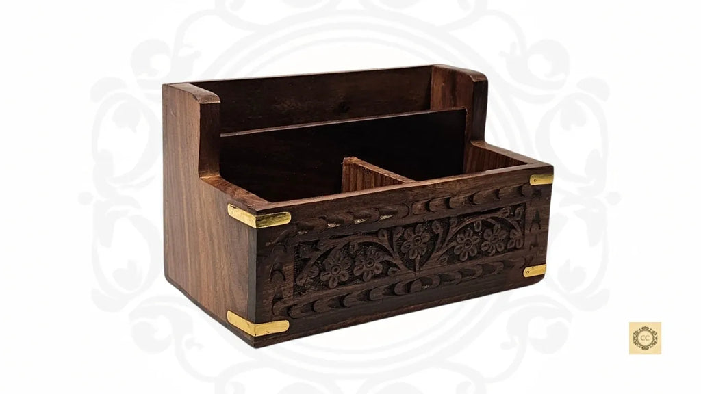 Wooden Hand-carved Letter Rack /Mobile Stand Organizer