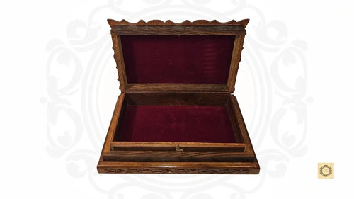 Brass Inlaid and Hand-carved Hidden Lock Jewelry Box