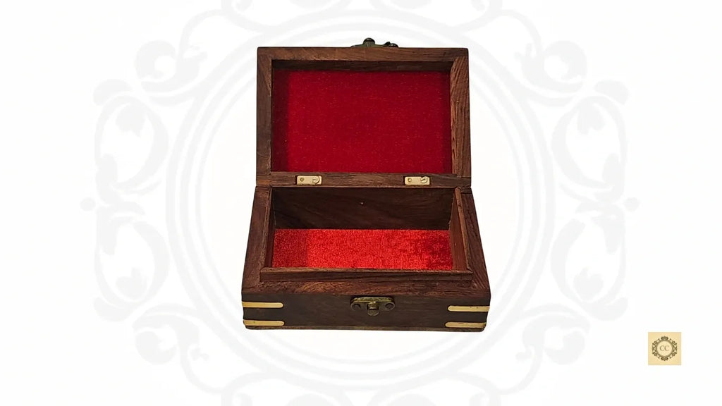 Wooden Brass Elephant Inlaid & hand-carved Jewelry Box