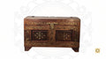 Solid Wood Brass Inlaid and carved Chest with Handles