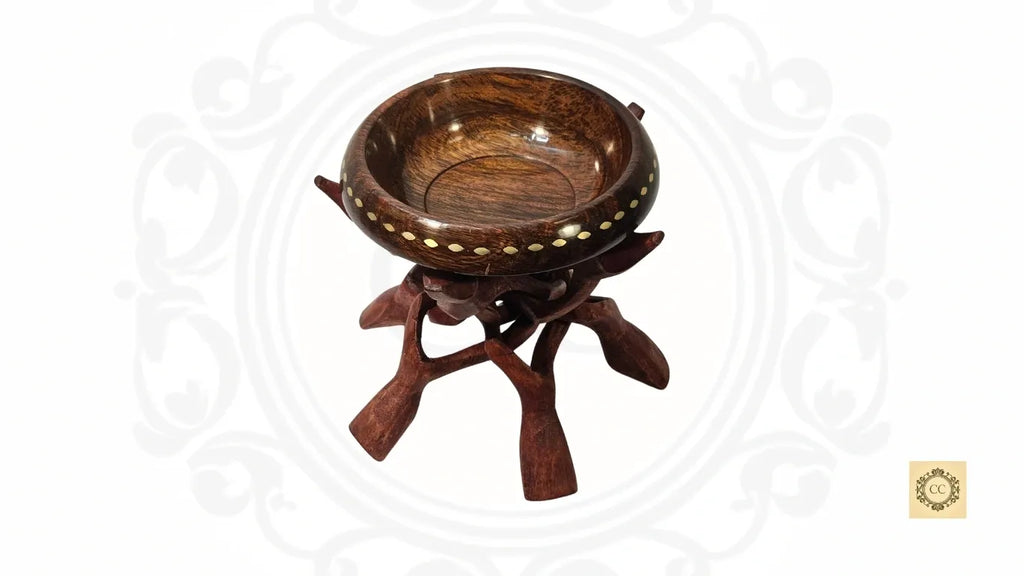 Wooden Hand-carved Cobra Bowl Stand