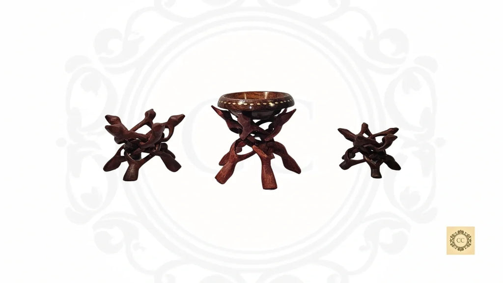 Wooden Hand-carved Cobra Bowl Stand