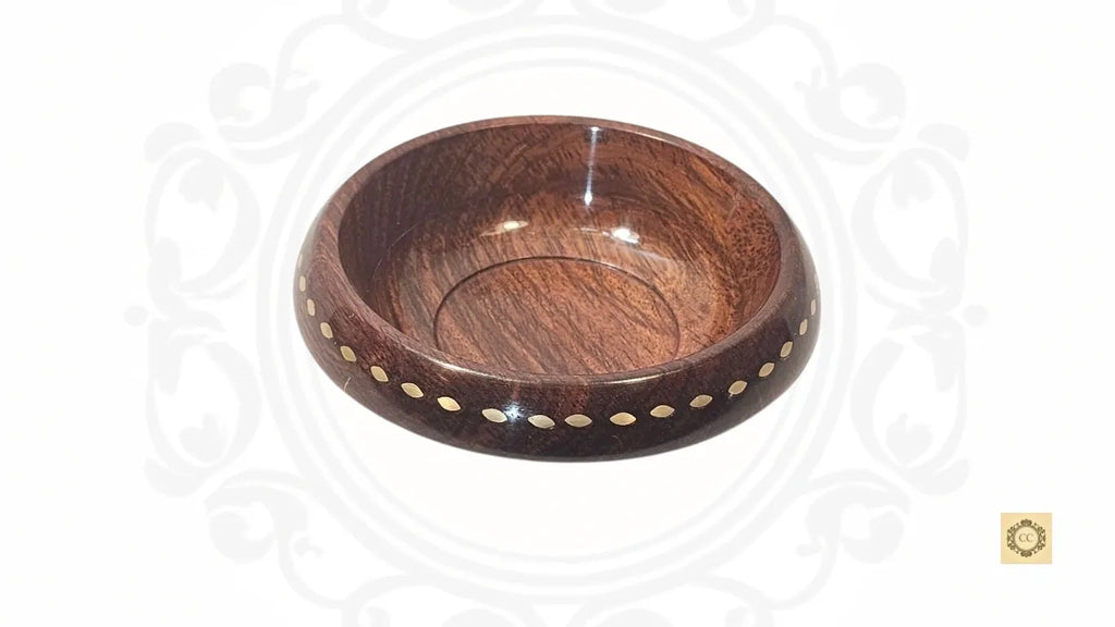 Wooden Bowl with Brass Work