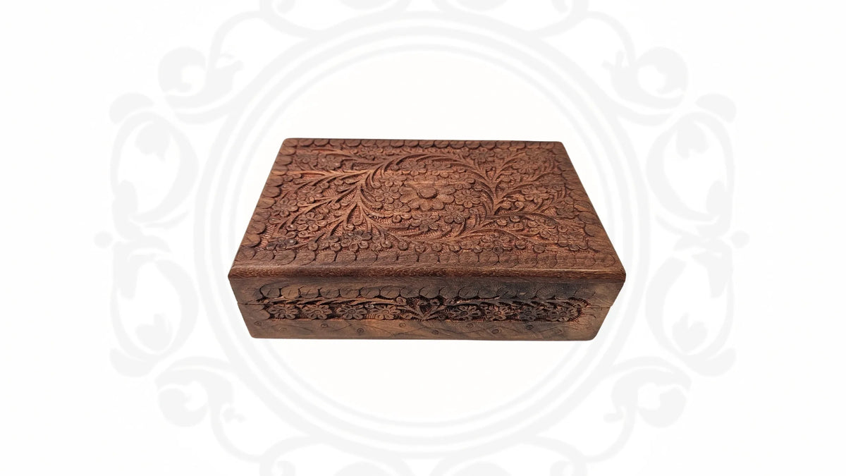 Wooden Hand Carved Antique Look Box