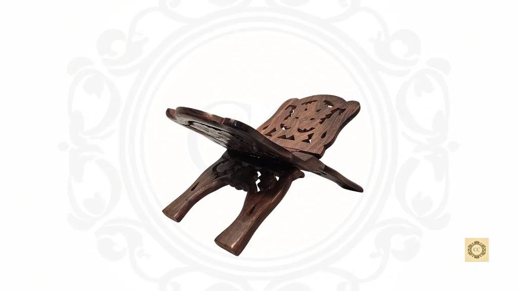 Wooden Floral Hand Carved Rehal/Book Stand