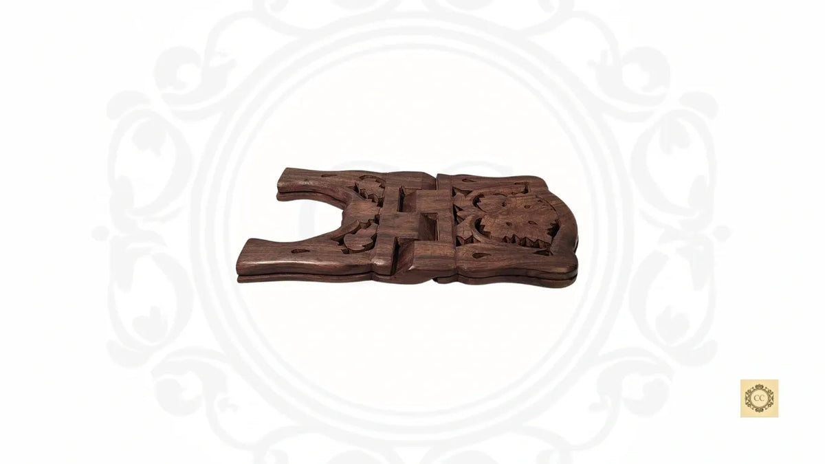 Wooden Floral Hand Carved Rehal/Book Stand
