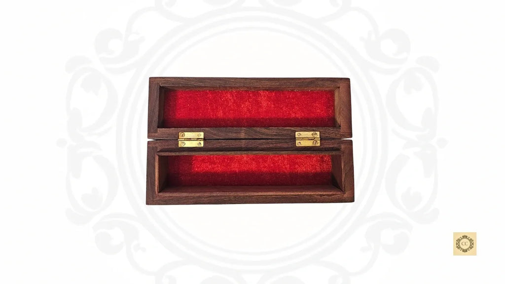 Wooden Hand Carved and Brass Inlaid Chain/Bracelet box