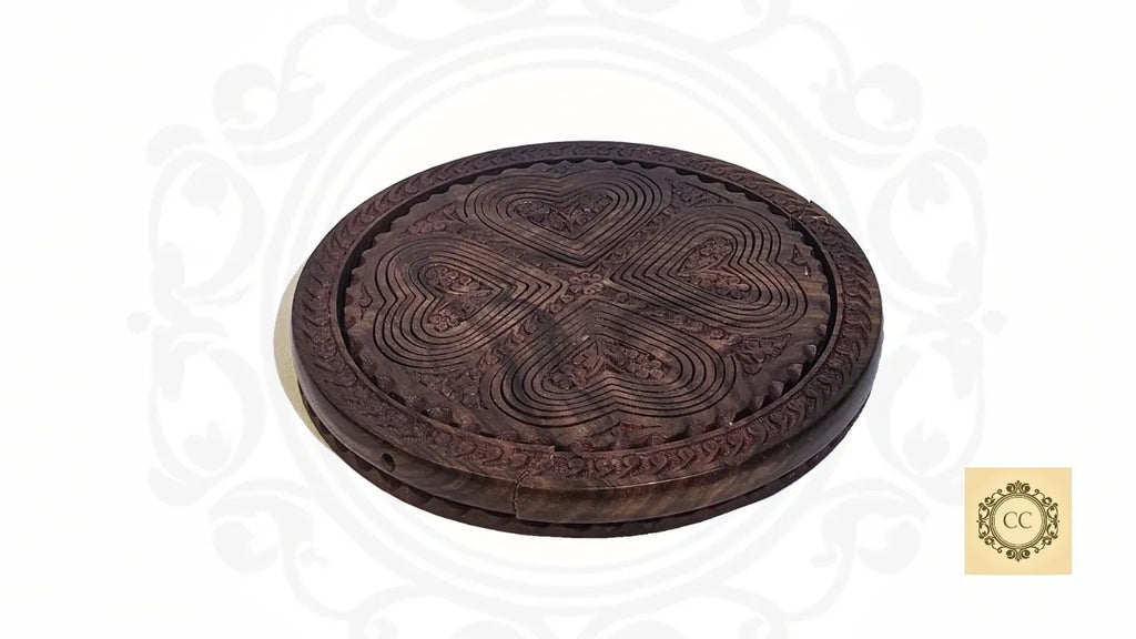 Wooden Hand Carved Folding Fruit Basket with Handle