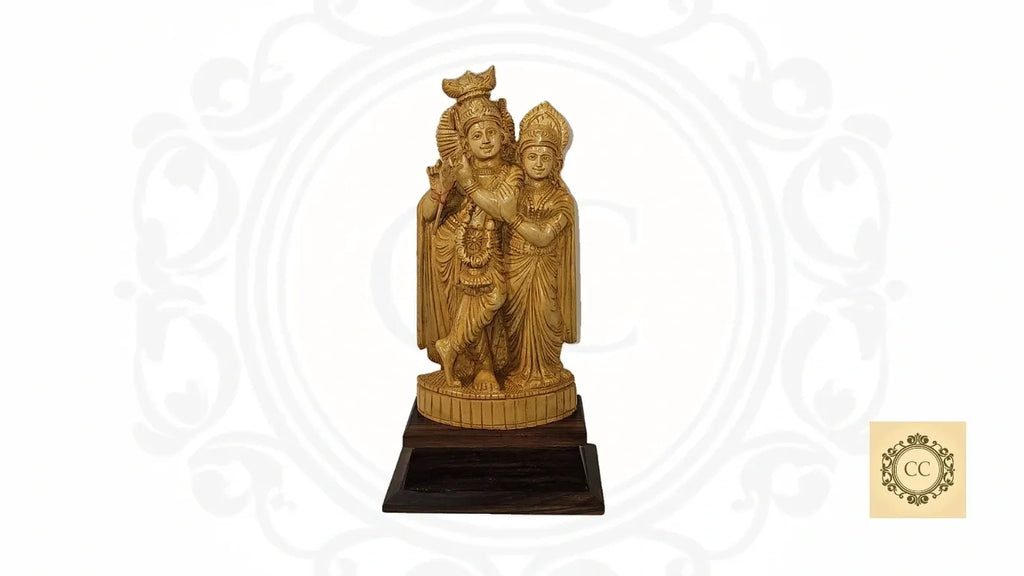 Radhe Krishna Hand Carved Wooden Sculpture/Murti