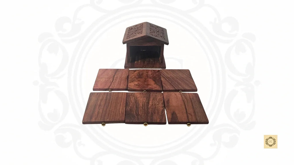 Hut Wooden Coaster Set