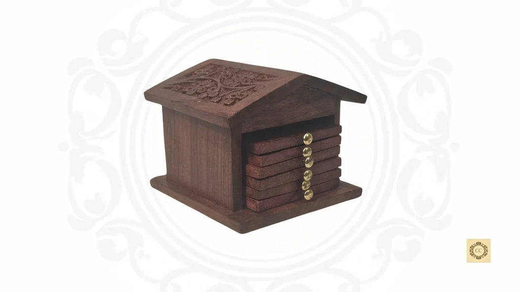 Hut Wooden Coaster Set