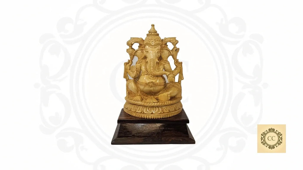 Ganesha Hand Carved Wooden Sculpture/ Murti