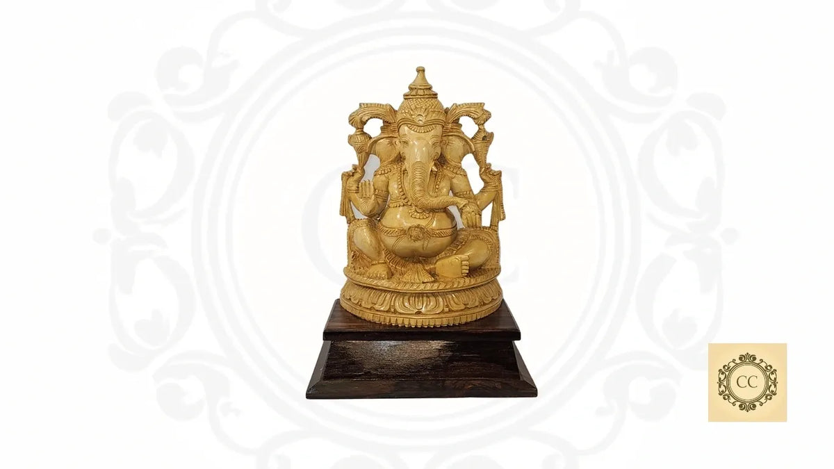 Ganesha Hand Carved Wooden Sculpture/ Murti
