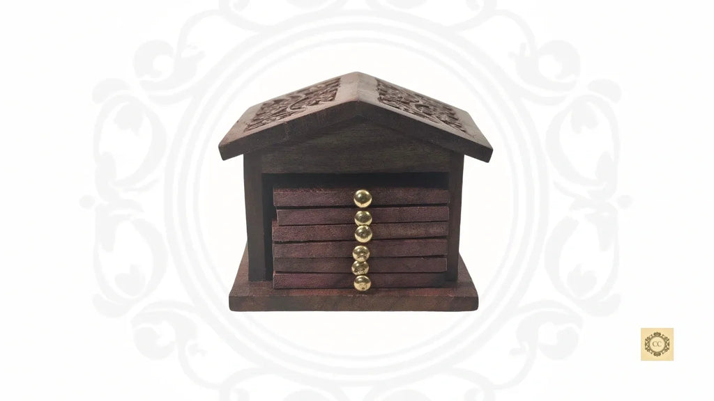 Hut Wooden Coaster Set