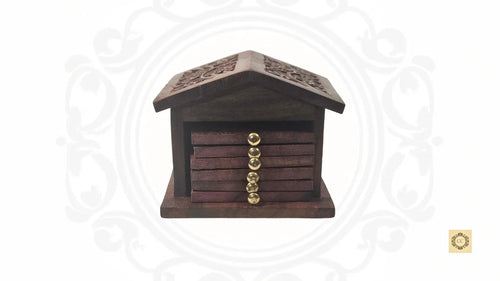 Hut Wooden Coaster Set
