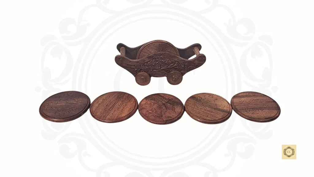 Cart Wooden Coaster Set