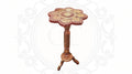 Solid Wood Hand Carved And Brass Inlaid Pedestal Table
