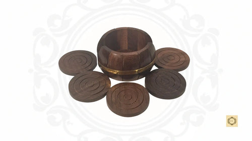 Barrel Wooden Coaster Set
