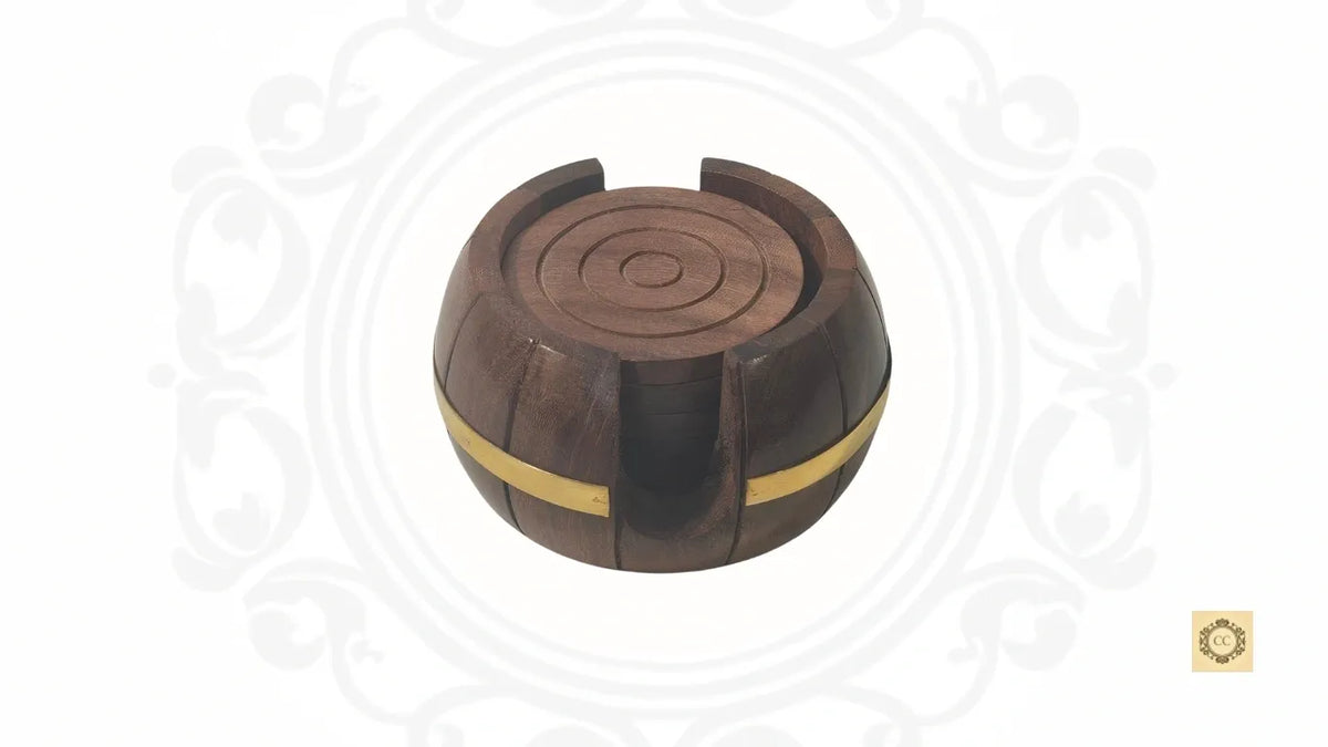 Barrel Wooden Coaster Set