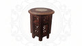 Wooden Hand Carved Brass Inlaid Table With Octagon Legs