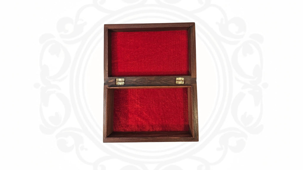 Wooden Hand Carved and Brass Inlaid Jewellery box