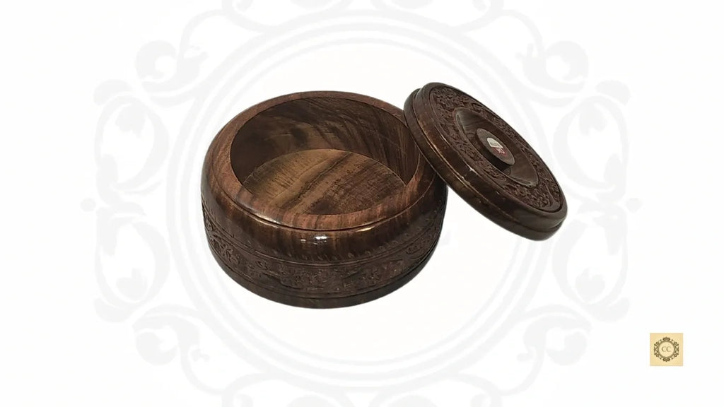 Solid Wooden Hand Carved Chapati Box/ Utility Box