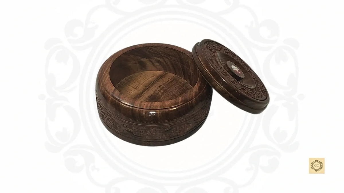 Solid Wooden Hand Carved Chapati Box/ Utility Box