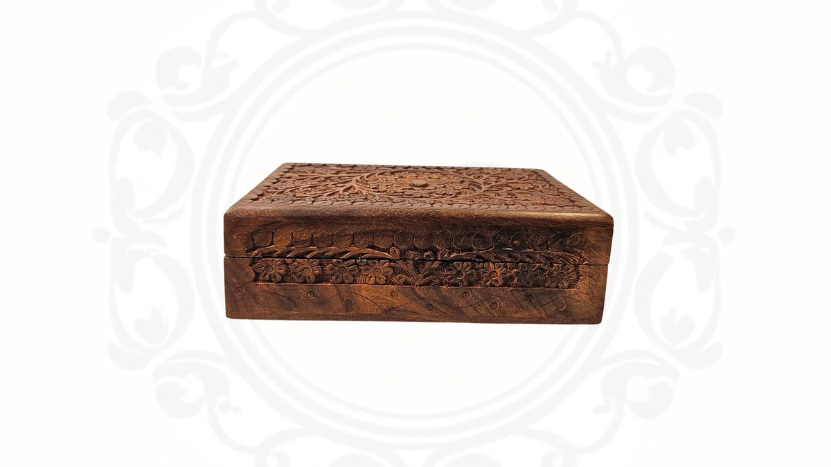 Wooden Hand Carved Antique Look Box