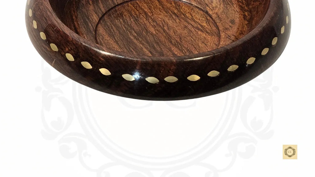 Wooden Bowl with Brass Work