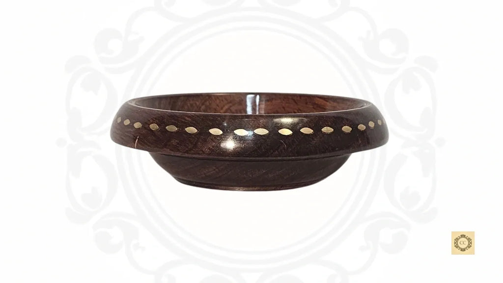 Wooden Bowl with Brass Work
