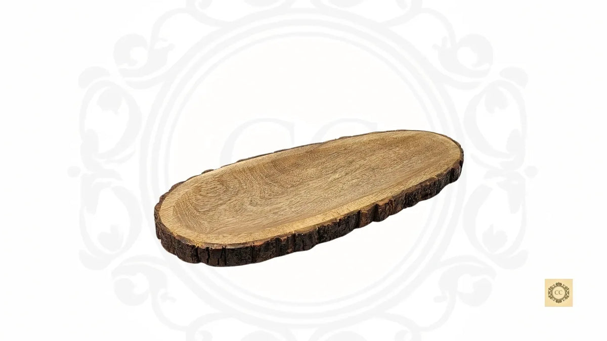 Wooden Platter Bark With Melamine Coat (Papaya Shape)