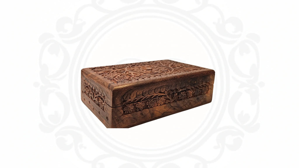 Wooden Hand Carved Antique Look Box